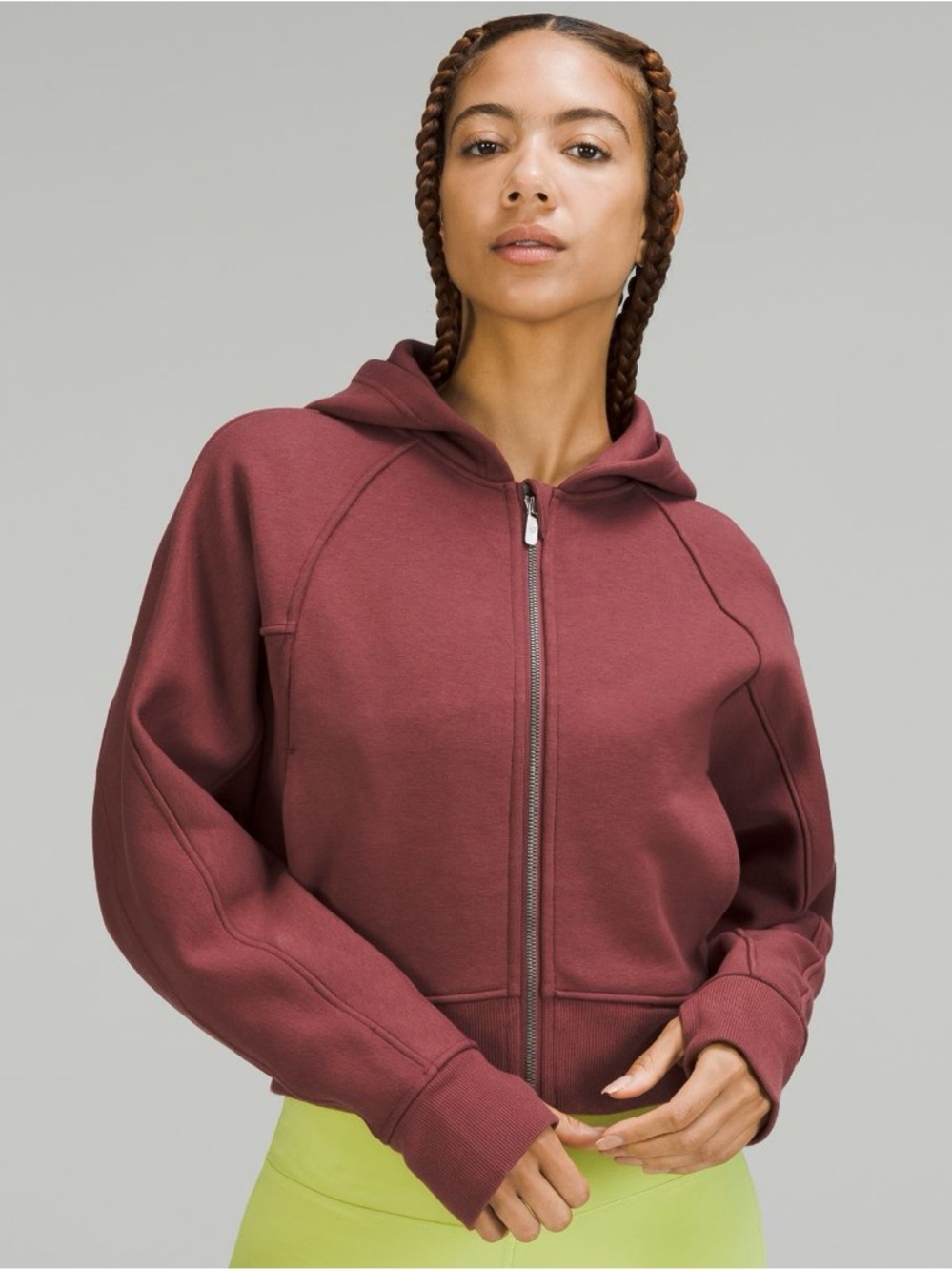 Lululemon Scuba Oversized Full-Zip Cropped Hoodie - Smoky Red - Size 10